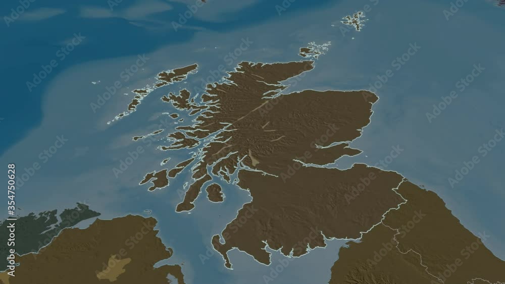 Scotland Map Animation Scotland, region with its capital, zoomed and extruded on the ...