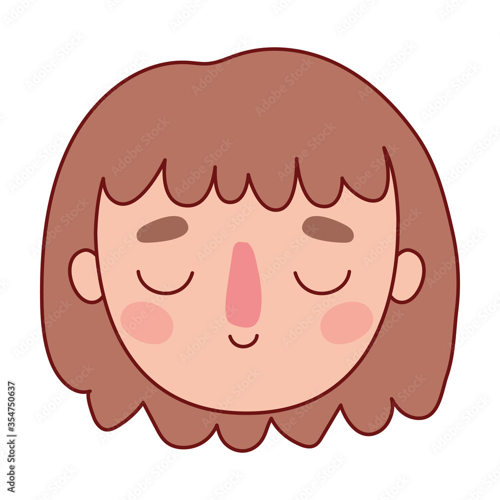 Head woman cartoon with brown hair vector design Head woman cartoon with brown hair vector design