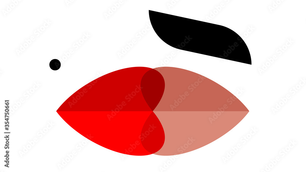 Abstract lips: female and male. A symbol of lips in a kiss. Vector illustration: logo, element, icon, key image. Abstract lips: female and male. A symbol of lips in a kiss. Vector illustration: logo, element, icon, key image.
