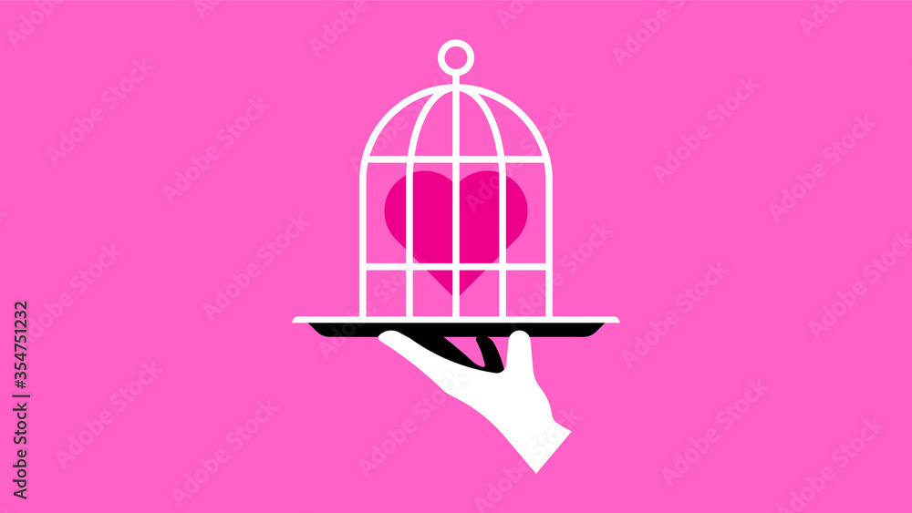 Heart Trapped in a Birdcage. Stock vector illustration Heart Trapped in a Birdcage. Stock vector illustration