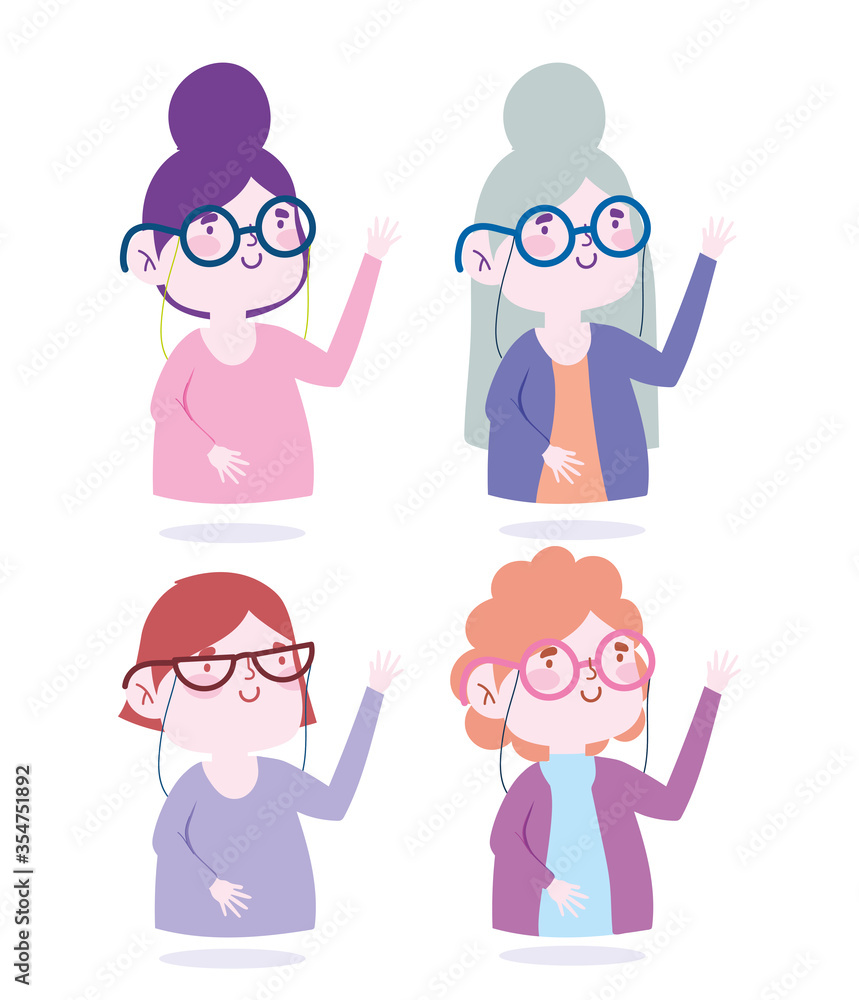 characters women with glasses avatar female icons characters women with glasses avatar female icons