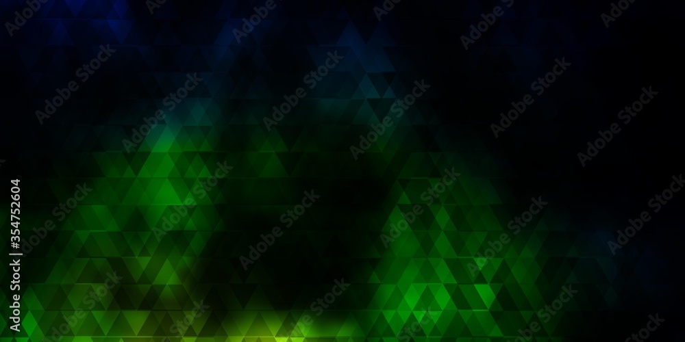 Dark Blue, Green vector background with lines, triangles.