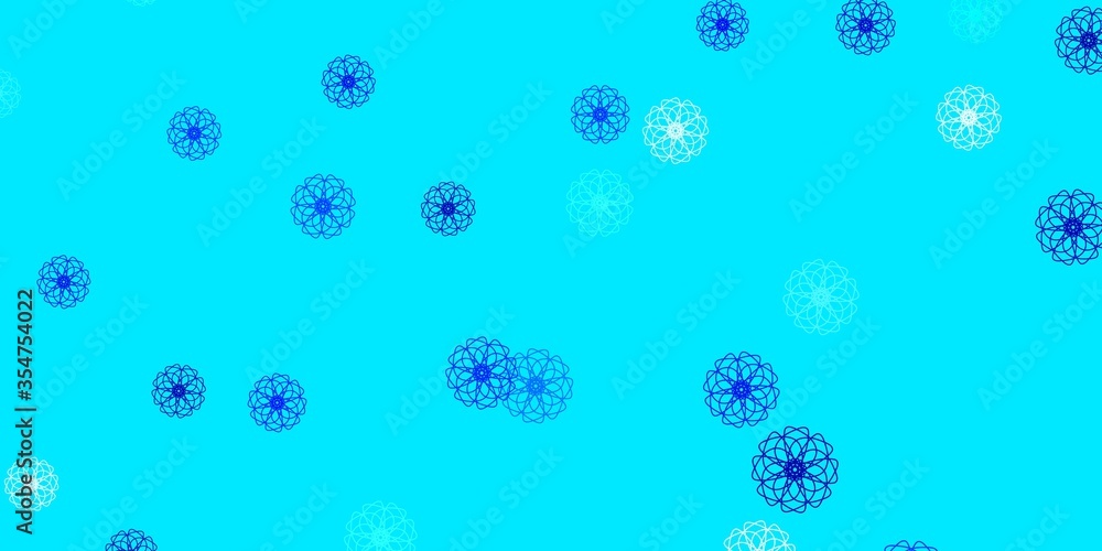 Light BLUE vector doodle template with flowers. Light BLUE vector doodle template with flowers.