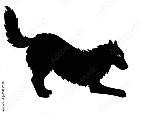 The silhouette of a dog. Big shaggy dog - black vector silhouette for logo or sign. Dog silhouette for corporate identity or pictogram.