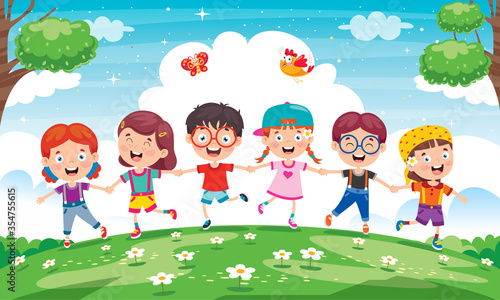Happy Little Children Having Fun