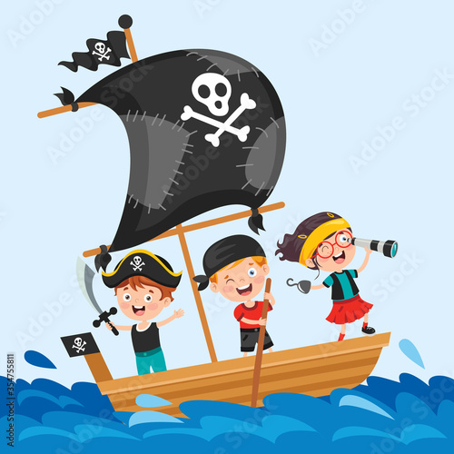 Cute Little Pirate Children Posing
