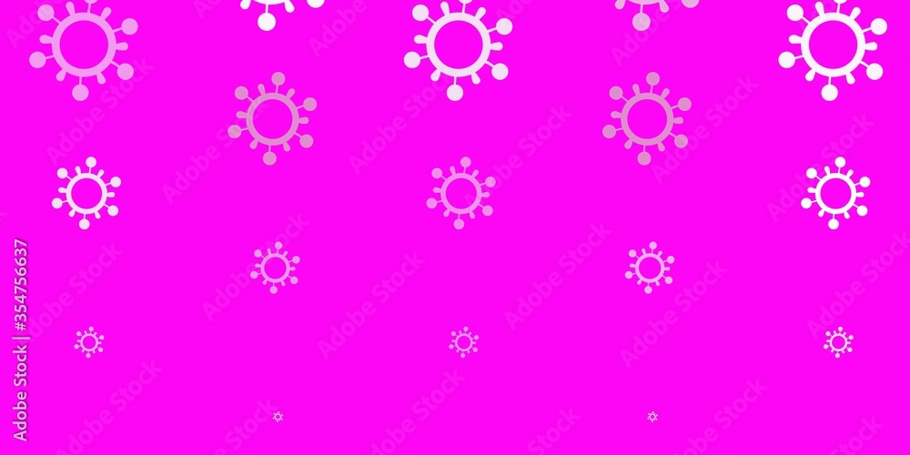 Light Purple, Pink vector background with covid-19 symbols. Light Purple, Pink vector background with covid-19 symbols.