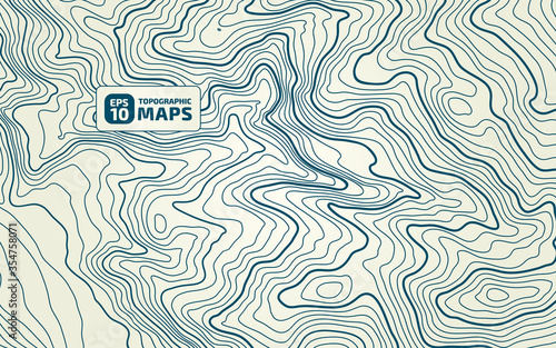 The stylized height of the topographic contour in lines and contours. The concept of a conditional geography scheme and the terrain path. Vector illustration.