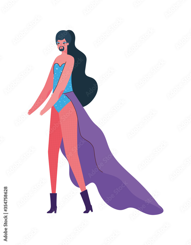 Transvestite man cartoon with costume vector design Transvestite man cartoon with costume vector design