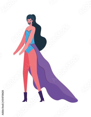 Transvestite man cartoon with costume vector design