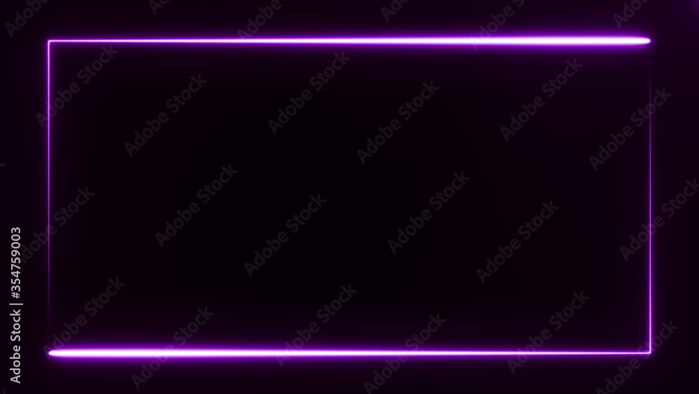 violet neon lines on black background are forming frame at the screen border. Abstract backdrop 3D rendering 4k video. violet neon lines on black background are forming frame at the screen border. Abstract backdrop 3D rendering 4k video.
