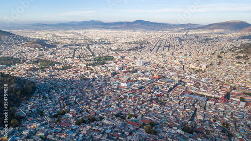 Aerial view of the city of Pachuca de Soto, Mexico. Panoramic city view