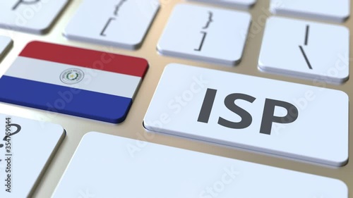 Wallpaper Mural ISP or Internet Service Provider text and flag of Paraguay on the computer keyboard. National web access service related 3D animation Torontodigital.ca