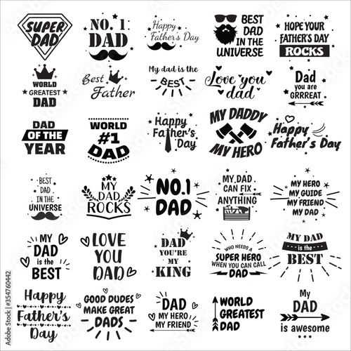 Vector typography design. Unique handdrawn emblem for father's day - can be used on clothing, postcard, poster. Happy father's day design.
