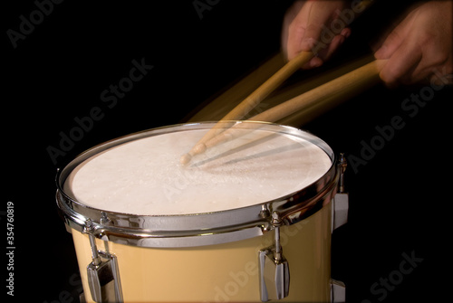 Drum roll showing motion blur on the drumsticks