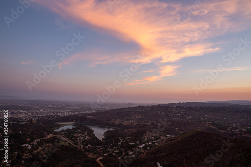 sunset above Hollywood Hills, California
