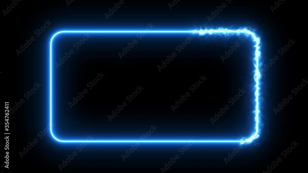 Abstract neon background, blue spectrum looped animation, electric rotation, 4k glowing rectangle frame. Abstract neon background, blue spectrum looped animation, electric rotation, 4k glowing rectangle frame.