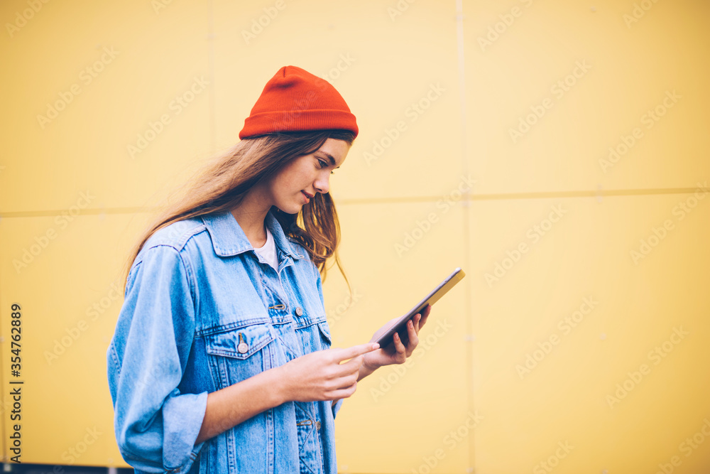 Male and female talking about cool application with new cellular software Male and female talking about cool application with new cellular software