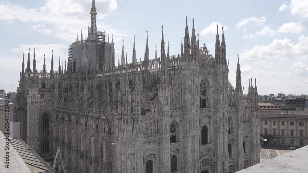 View of the cathedral of Milan and piazza d'uomo from the Aperol terrace. View from top. View of the cathedral of Milan and piazza d'uomo from the Aperol terrace. View from top.