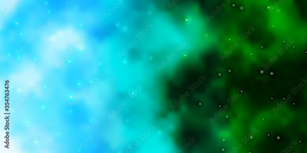Light Blue, Green vector background with colorful stars. Colorful illustration in abstract style with gradient stars. Pattern for websites, landing pages.