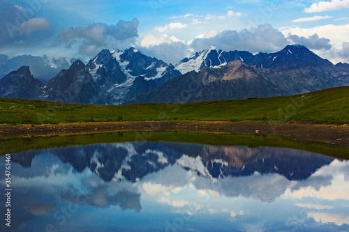 Khoruldi lake in the mountains of Georgia  Svaneti.