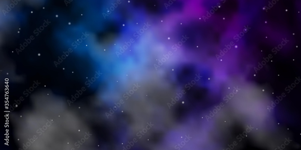 Obraz premium Dark Pink, Blue vector layout with bright stars. Shining colorful illustration with small and big stars. Best design for your ad, poster, banner.