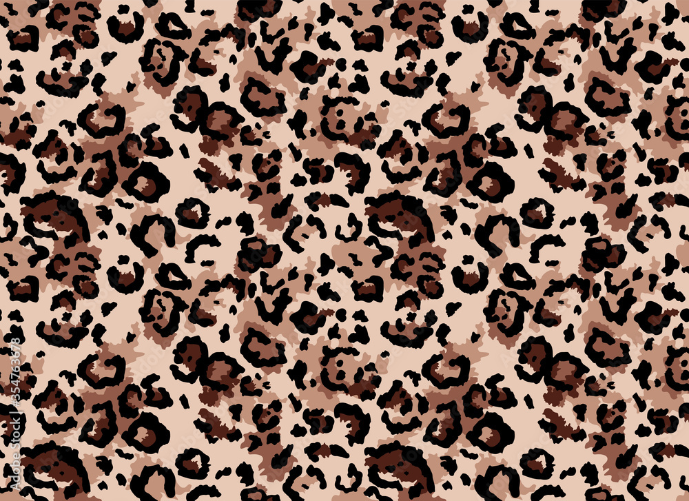 Seamless leopard fur pattern. Fashionable wild leopard print background