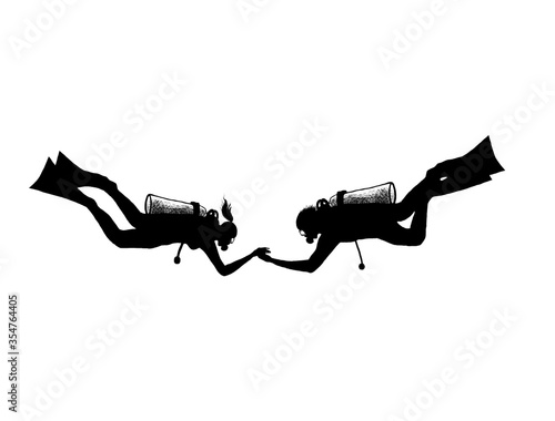 Photography Illustration of Diver Couple