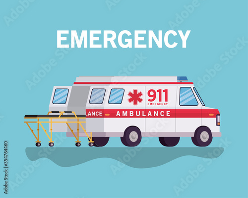Ambulance and stretcher vector design