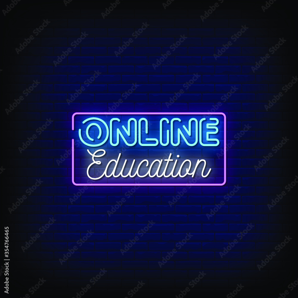 Online Education Neon Signs Style Text vector Online Education Neon Signs Style Text vector