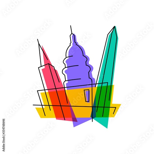 washington cityscape abstract vector illustration colorful