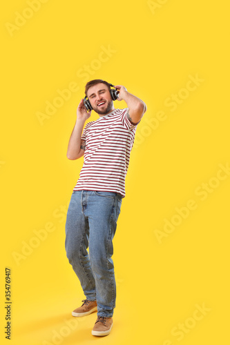 Handsome young man dancing ...