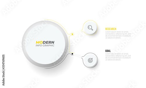 Modern Infographic template with marketing icons and 2 options or steps. Vector business template for presentation.