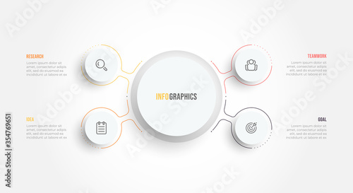 Modern Infographic template with marketing icons and 4 options or steps. Vector business template for presentation.
