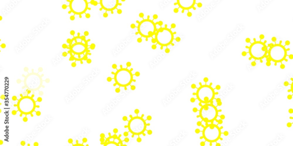 Light yellow vector background with covid-19 symbols.