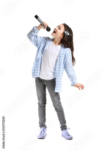 Cute little girl singing ag...