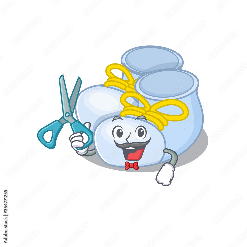 Obraz premium Baby boy boots cartoon character design as talented barber