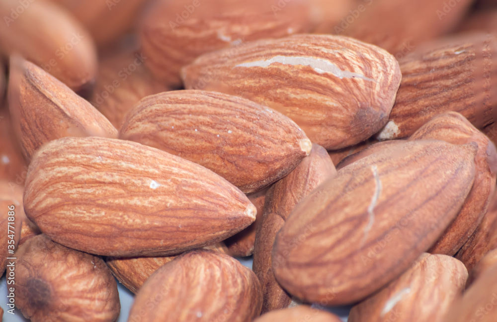 Organic almond nuts top view. Healthy snack Organic almond nuts top view. Healthy snack