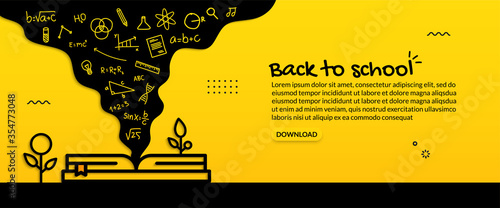 Back to school background, education concept with outline icons