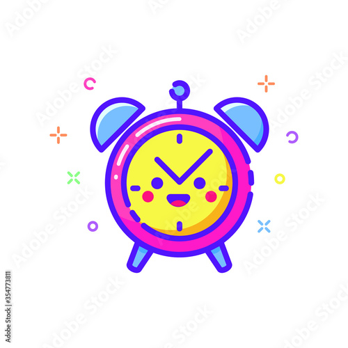 Illustration of cute alarm clock icon on isolated white background.