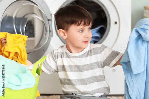 Little boy with dirty cloth...