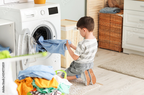 Little boy with dirty cloth...