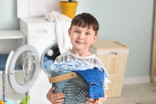Little boy with dirty cloth...