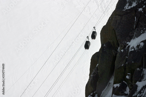 Mount Aiguille Du Midi Cable Car in French Alps, France. photo