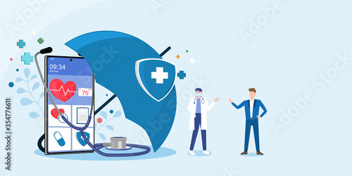 Health insurance concept.Healthcare, finance and medical service. Vector illustration about health insurance.