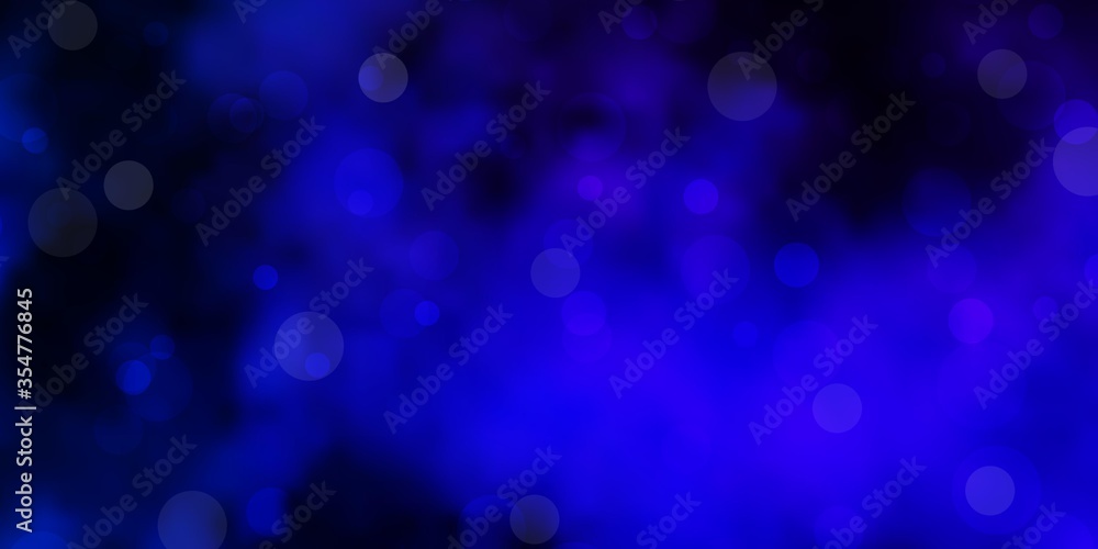 Dark BLUE vector template with circles. Glitter abstract illustration with colorful drops. Design for posters, banners.