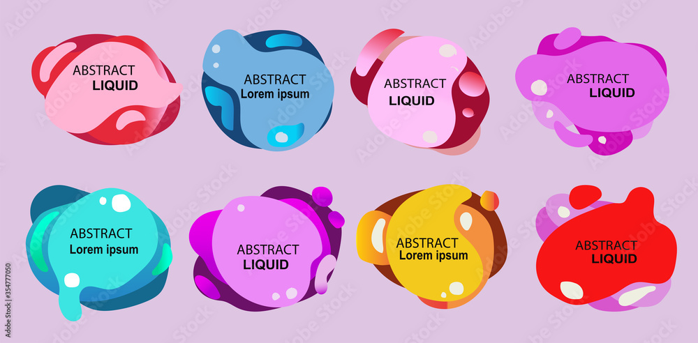 Set of  modern design elements, liquid shapes and waves, colorful illustrations for posters, banner, magazines etc. 3D trendy signs, Template for the design of a logo.