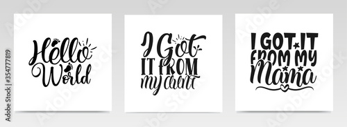 Baby born quotes letter typography set illustration.