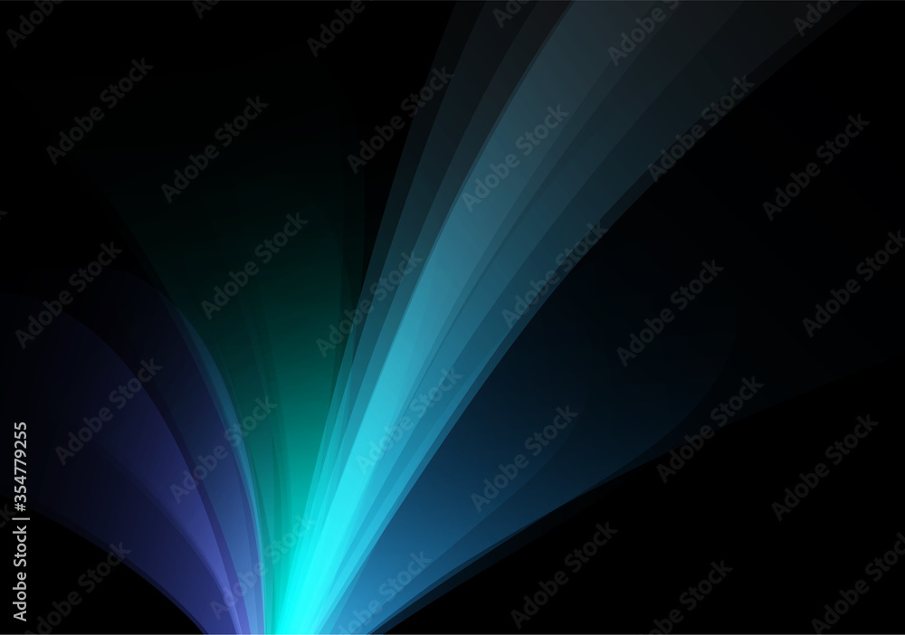 abstract black background with blue rays