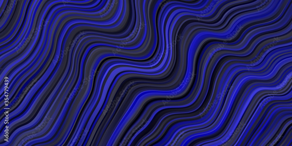 Dark BLUE vector template with curved lines. Colorful illustration, which consists of curves. Pattern for ads, commercials.